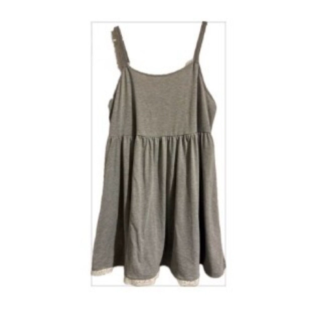 Grey Baby Doll Dress 3XL Sleeveless Lace Accent